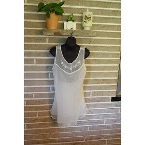 Vintage Victoria’s Secret 90s Ivory Sheer Beaded bridal Chemise Slip Size M
